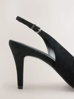 Next Forever Comfort® Leather Pointed Cutout Bow Slingback Heels Black Suede Best