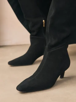 Next Forever Comfort® Knee High Chisel Toe Heeled Boots Black Suede