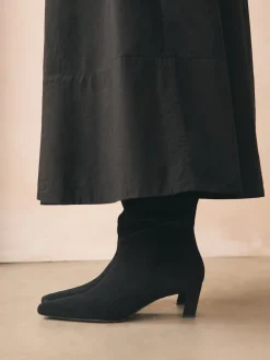 Next Forever Comfort® Knee High Chisel Toe Heeled Boots Black Suede