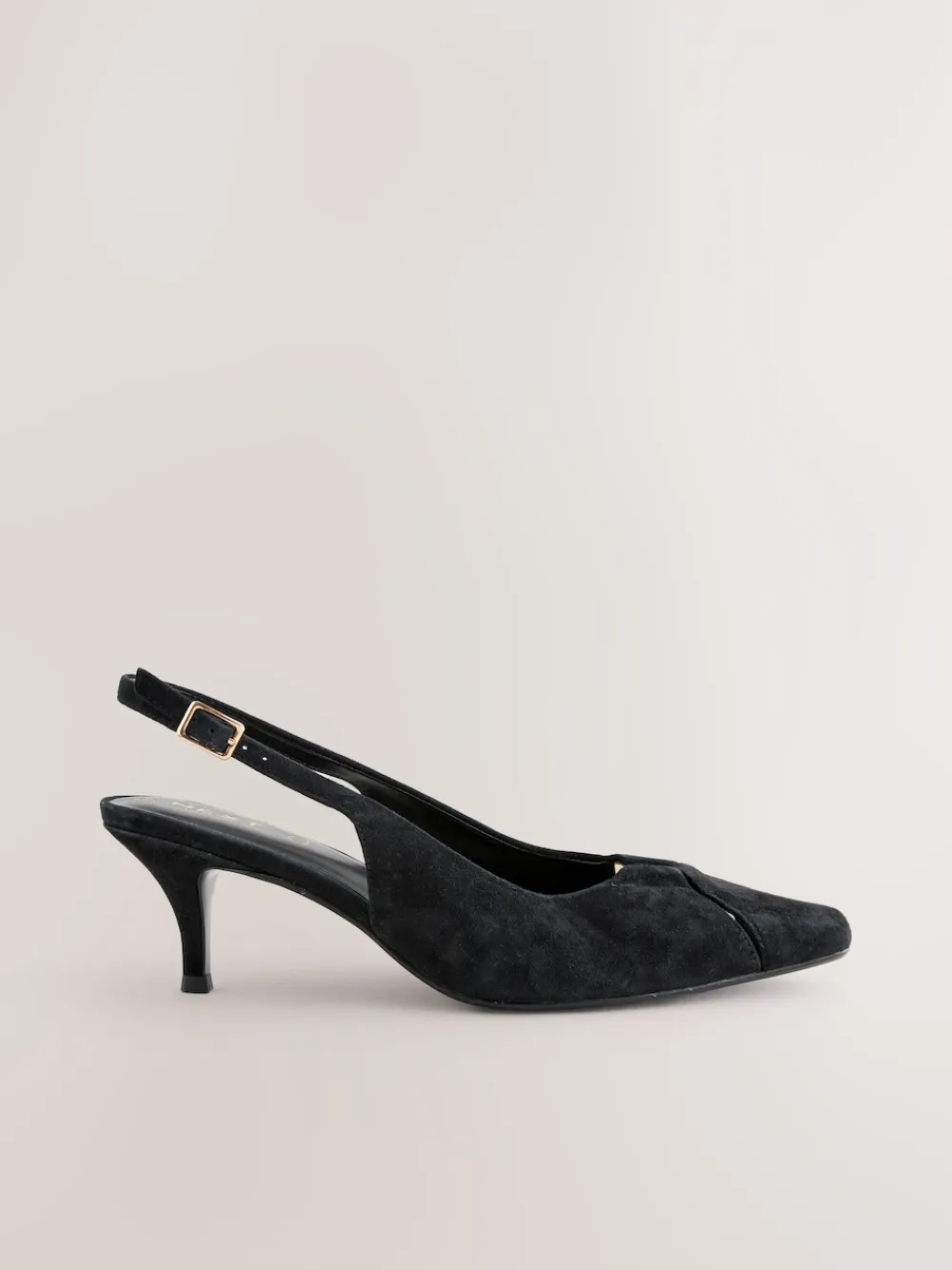 Next Leather Cutout Hardware Detail Slingback Heels Black Suede Best