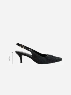 Next Leather Cutout Hardware Detail Slingback Heels Black Suede Best