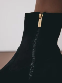 Next Motionflex Block Heeled Sock Boots Black Suede Outlet