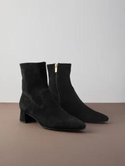 Next Motionflex Block Heeled Sock Boots Black Suede Outlet