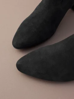Next Motionflex Block Heeled Sock Boots Black Suede Outlet