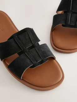 Next Black Suede Standard/Wide Fit Slot Mule Sandals Discount