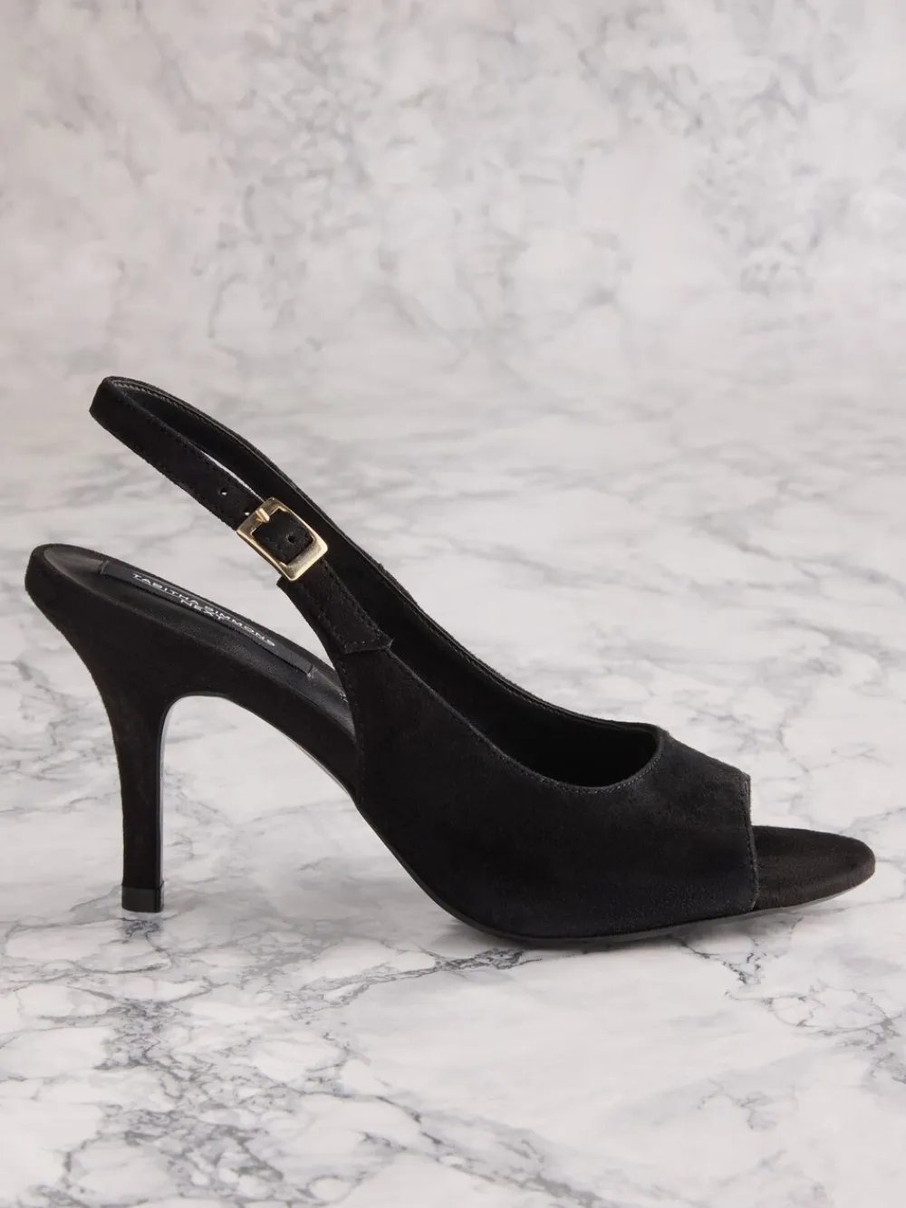Next Tabitha Simmons X Ivy Peep Toe Sling Back Heels Black Suede Hot