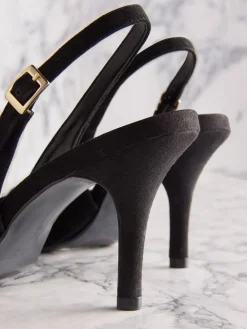 Next Tabitha Simmons X Ivy Peep Toe Sling Back Heels Black Suede Hot