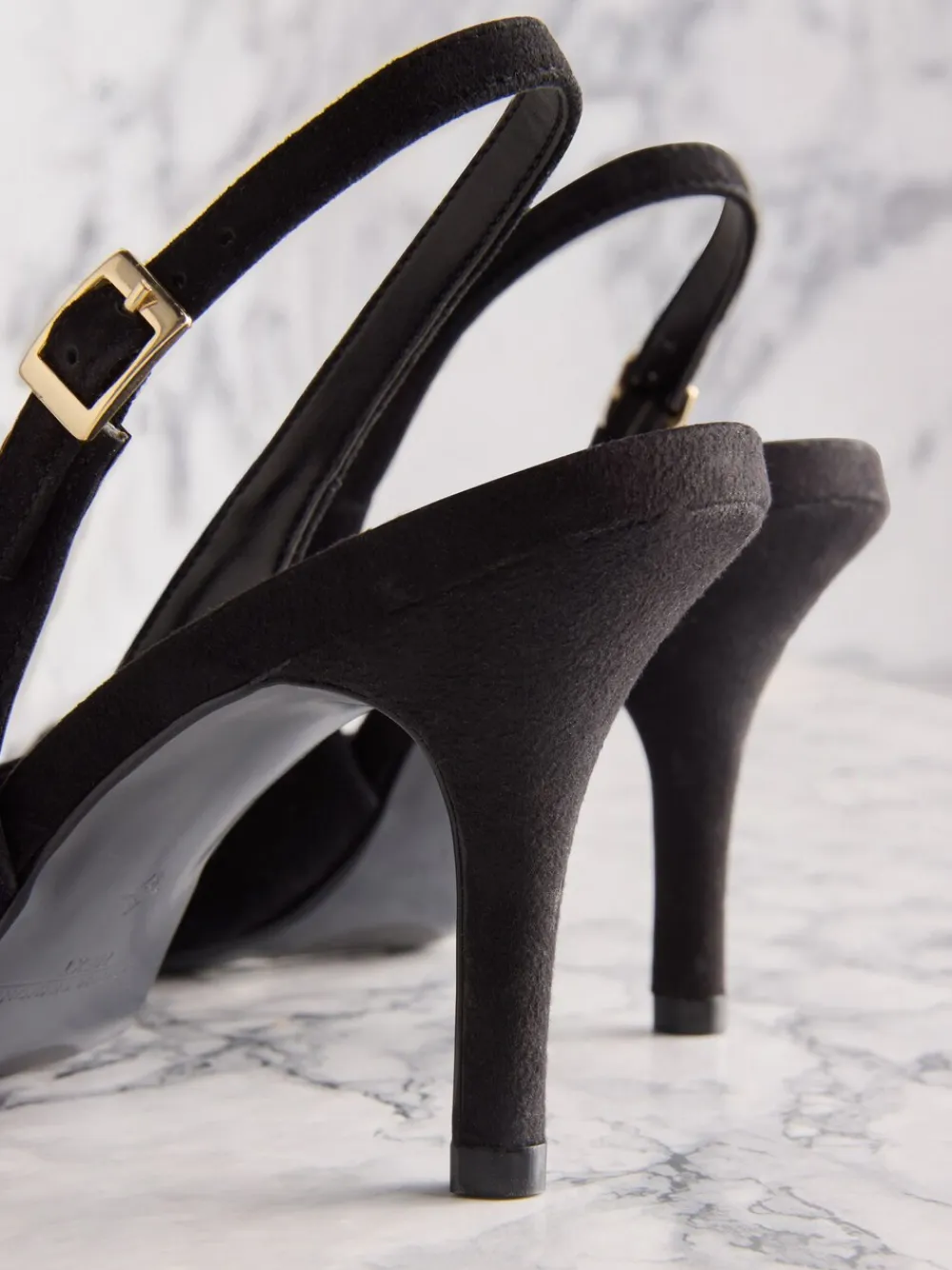Next Tabitha Simmons X Ivy Peep Toe Sling Back Heels Black Suede Hot