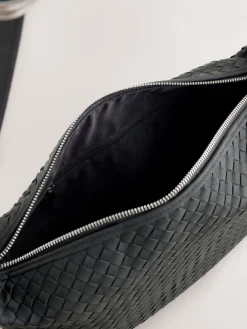 Next Black Suede Weave Sling Bag Hot