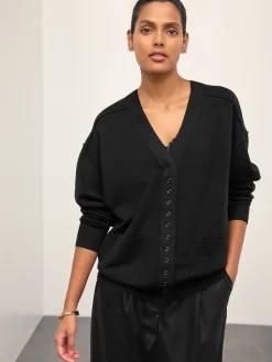 Next Black Supersoft V-Neck Cardigan With Pockets Clearance