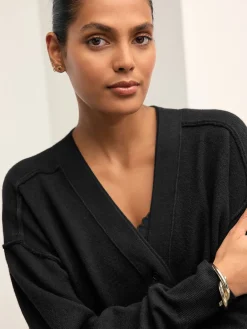 Next Black Supersoft V-Neck Cardigan With Pockets Clearance