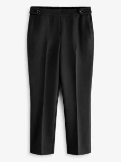 Next Black Tailored Elasticated Back Straight Leg Trousers Sale