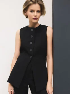 Next Black Tailored Waistcoat With Wool New