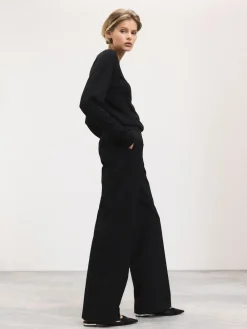 Next Tailored Wide Leg Trousers With Wool Black Sale