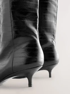 Next Forever Comfort® Knee High Underset Heel Boots Black Textured Best