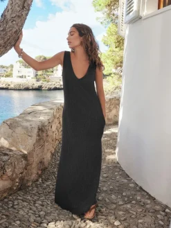 Next Textured Jersey Slip Dress Black Discount