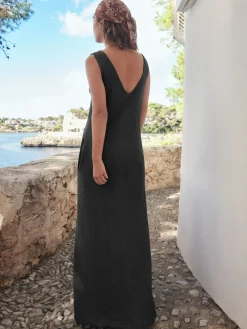 Next Textured Jersey Slip Dress Black Discount
