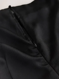 Next Textured Satin Short Sleeve Twist Front Midi Dress Black Discount