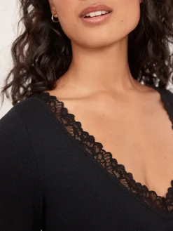 Next Thermal Base Layer Lace Trim Bodysuit Black Discount