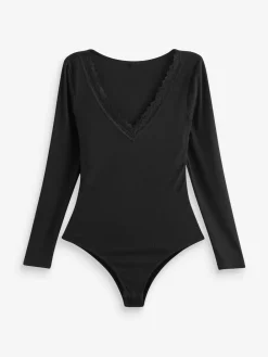 Next Thermal Base Layer Lace Trim Bodysuit Black Discount