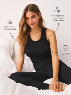 Next Thermal Maximum Warmth Cosy Ribbed Vest Black