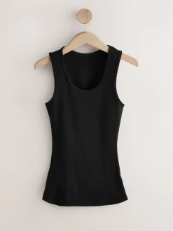 Next Thermal Maximum Warmth Cosy Ribbed Vest Black