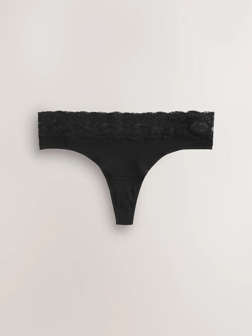 Next Thong Cotton and Lace Knickers 7 Pack Black Clearance