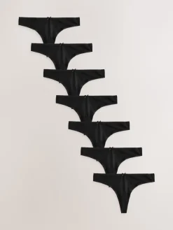 Next Thong Cotton Rich Knickers 7 Pack Black Hot