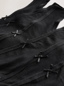 Next Thong Cotton Rich Knickers 7 Pack Black Hot