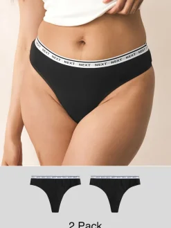 Next Black Thong Light Flow Cotton Period Knickers 2 Pack Best