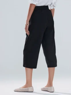 Next Tie Waist Linen Blend Culottes Black Discount