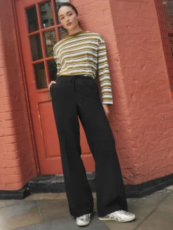 Next Black Tie Waist Wide Leg Trousers Online