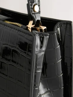 Next Top Handle Croc Effect Bag Black Clearance