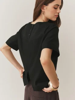 Next Black T-Shirt With Linen Outlet