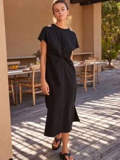 Next Twist Short Sleeved T-Shirt Summer Dress Black Clearance