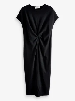 Next Twist Short Sleeved T-Shirt Summer Dress Black Clearance