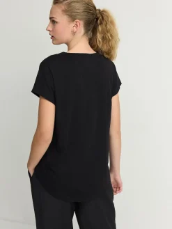 Next Black V-Neck Cap Sleeve T-Shirt Clearance
