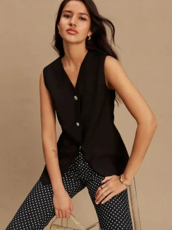 Next Black V-Neck Waistcoat with Button Detail