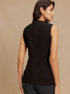 Next Black V-Neck Waistcoat with Button Detail