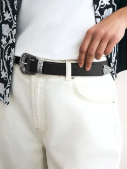 Next Black Western Leather Belt Online