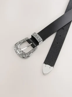 Next Black Western Leather Belt Online