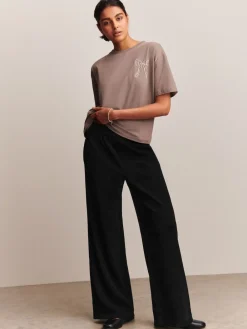 Next Black Wide Leg Soft Cord Trousers Best