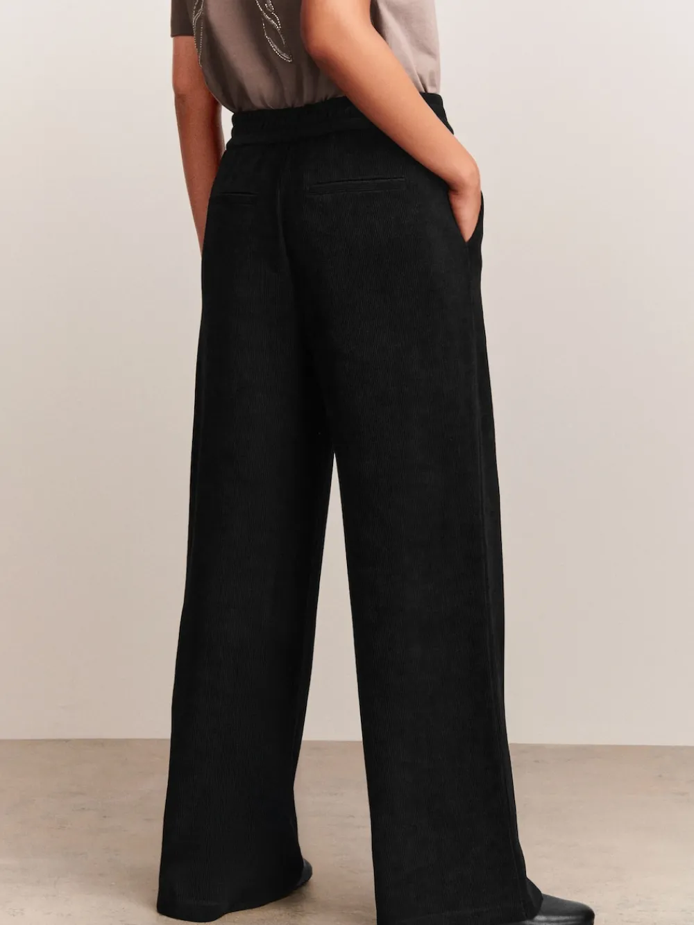 Next Black Wide Leg Soft Cord Trousers Best