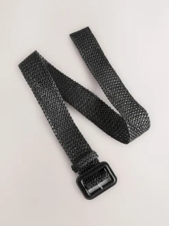 Next Black Wide Raffia Effect Belt Sale