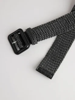 Next Black Wide Raffia Effect Belt Sale