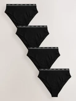 Next Black with Black Logo High Rise High Leg Cotton Logo Knickers 4 Pack Best