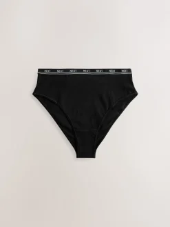 Next Black with Black Logo High Rise High Leg Cotton Logo Knickers 4 Pack Best