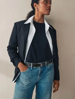 Next Black with Silver Regular Leather Belt Hot