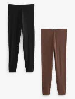 Next Full Length Leggings 2 Pack Black/Brown Hot