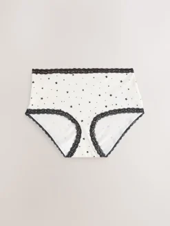 Next Midi Cotton Lace Knickers 4 Pack Black/Cream Sale